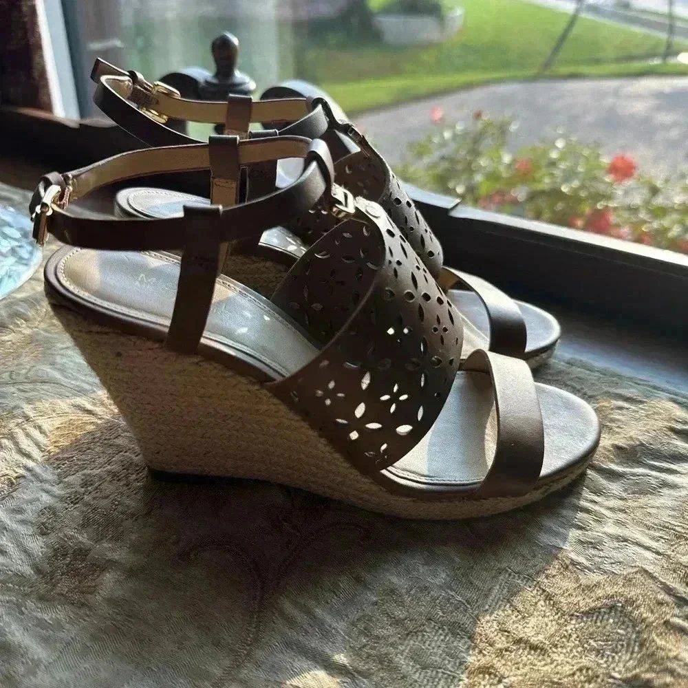 Michael Kors Womens Darci Espadrille Wedges Platforms Sandals Heels-Size 7M